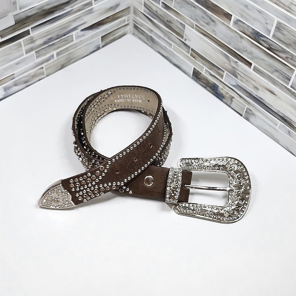 Vintage Rhinestone Studded Buckle Belt - Picture 4 of 14